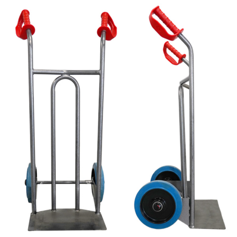 Diable acier, tablier incurvé, poignée de garde, pelle fixe et rabattable, 250kg
