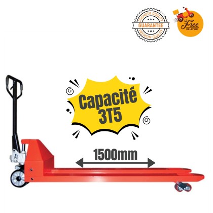 Transpalette manuel 3T5, fourches longues 1500X540mm Transpalette manuel 3T5, fourches longues 1500X540mm