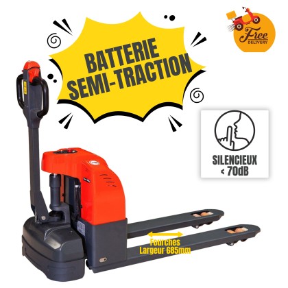 Transpalette électrique compact 1500kg - fourches 685mm - batterie semi-traction Transpalette électrique compact 1500kg - fourches 685mm - batterie semi-traction
