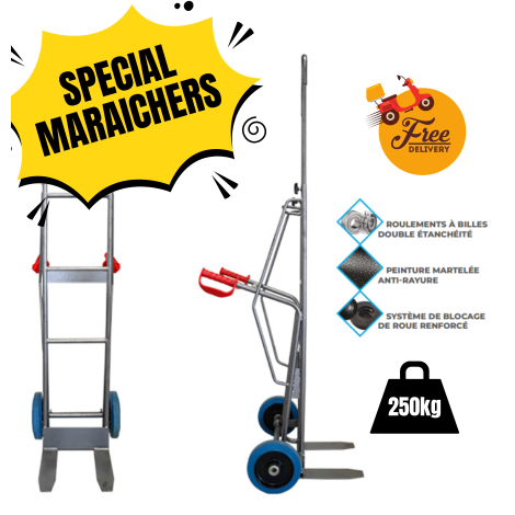 Diable acier maraîchers poignées de garde ergonomiques 250kg
