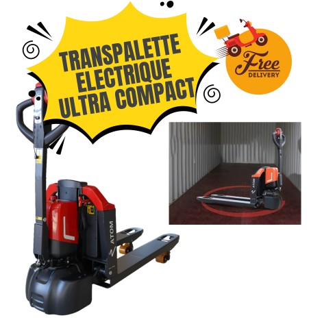 Transpalette électrique PTE15Q2-B "ATOM" 1500kg - Batterie LITHIUM 20Ah